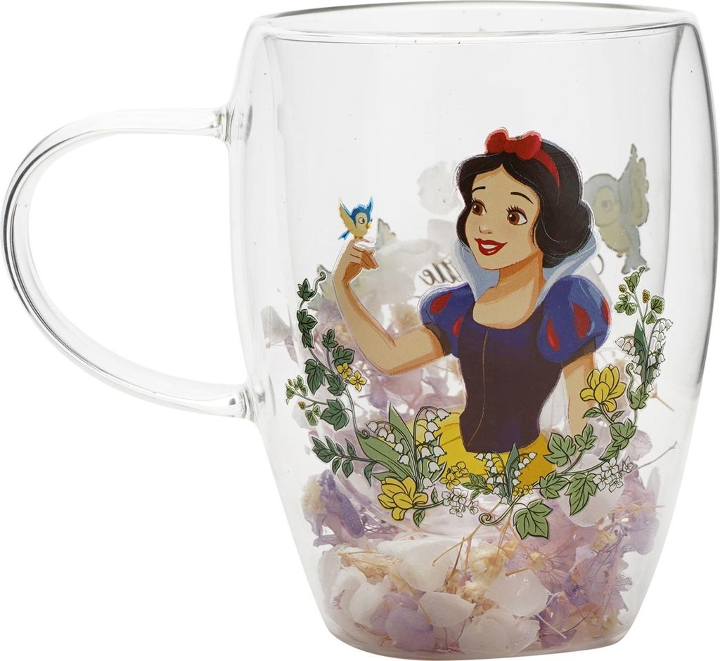 Dekorativer Glasbecher Disney Schneewittchen mit Blumenmuster