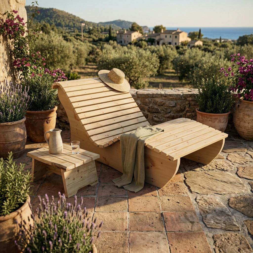 Holzliege Waldsofa Wellenliege Relaxliege "Sigi" Gartenliege Massivholz Zirbe gerade 100cm Himmelsliege