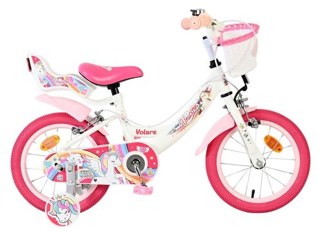 Volare Unicorn Kinderfahrrad für Mädchen, 14 Zoll, Weiß, Produktbild 