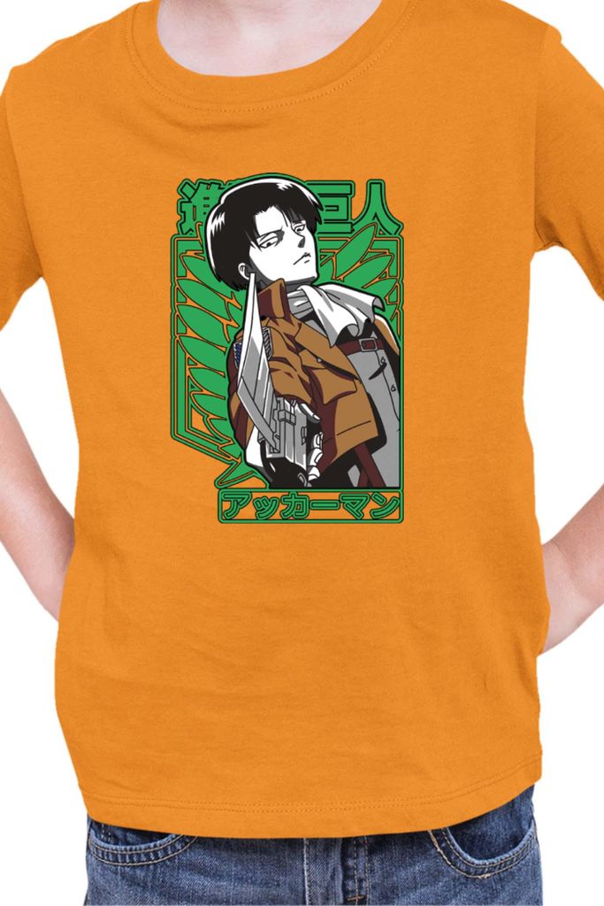 Kinder T-Shirt Manga Japan Anime Comics Animation Attack Anime On Titan 15, 9-11 Jahr - 140 / Orange