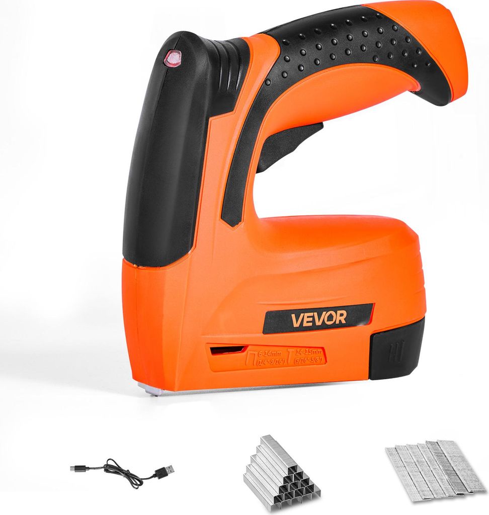 VEVOR Akku elektrische Nagelpistole 2 in 1 Tacker 18 Gauge 15-32 mm mit 1000 Klammern & 1000 Nägeln & rutschfester Gummigriff, kabelloser Elektrot...