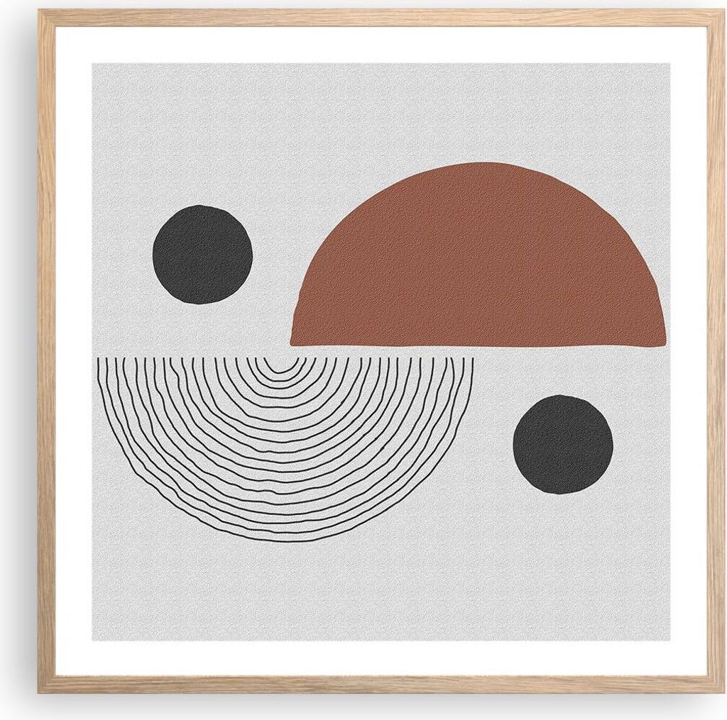 Gerahmtes Poster - Rahmen in heller Eiche - Abstraktion Figuren Geometrisch - 60x60 cm - Wand Bild - Wanddeko - Wandbilder - Wandposter - Bilderrah...