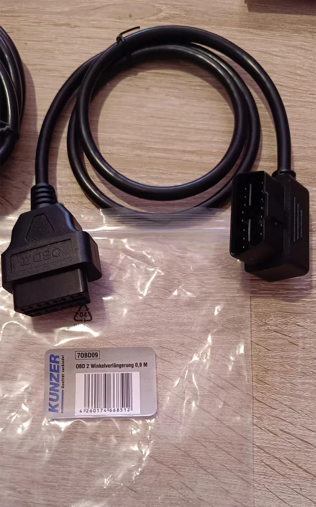 Adattatore Prolunga OBDII Kunzer 7OBD09 Angolare - Uso Intensivo 90cm