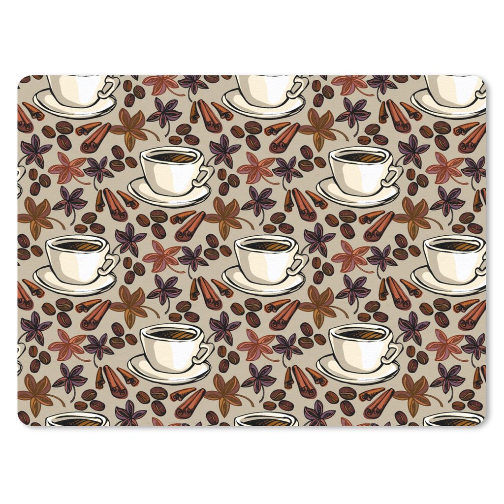 MuchoWow Mauspad Mousepad Kaffee - Zimt - Muster 40x30 cm - Mousepads - Maus Mat - Pad - Mausunterlage - Anti Rutsch
