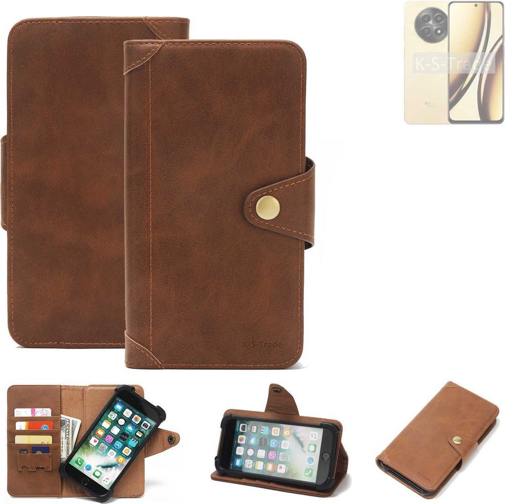 K-S-Trade Handyhülle kompatibel mit Realme Narzo N65 5G Schutz Hülle Walletcase Bookstyle Tasche Case Handytasche Wallet Flipcase Cover Polyureth...