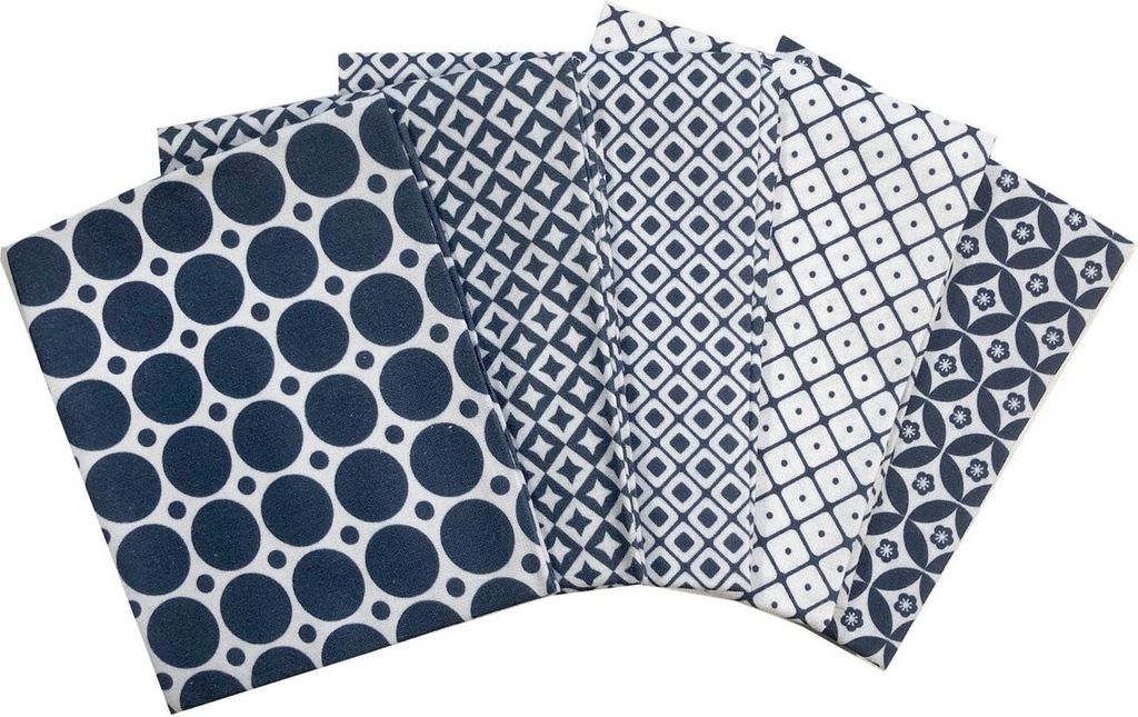 Fat Quarter Stoffpaket Medley Navy and White, 100% CO 5 Stücke á 45 x 53 cm (18 x 21 inch)