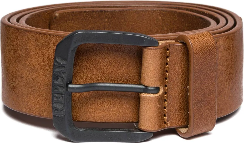 Ceinture Homme en Cuir Véritable Marron Tan - Replay Vintage Style W100