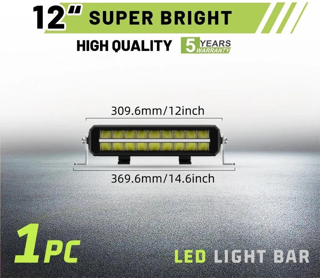Éclairage LED pour conduite nocturne 12 pouces avec kit d'installation