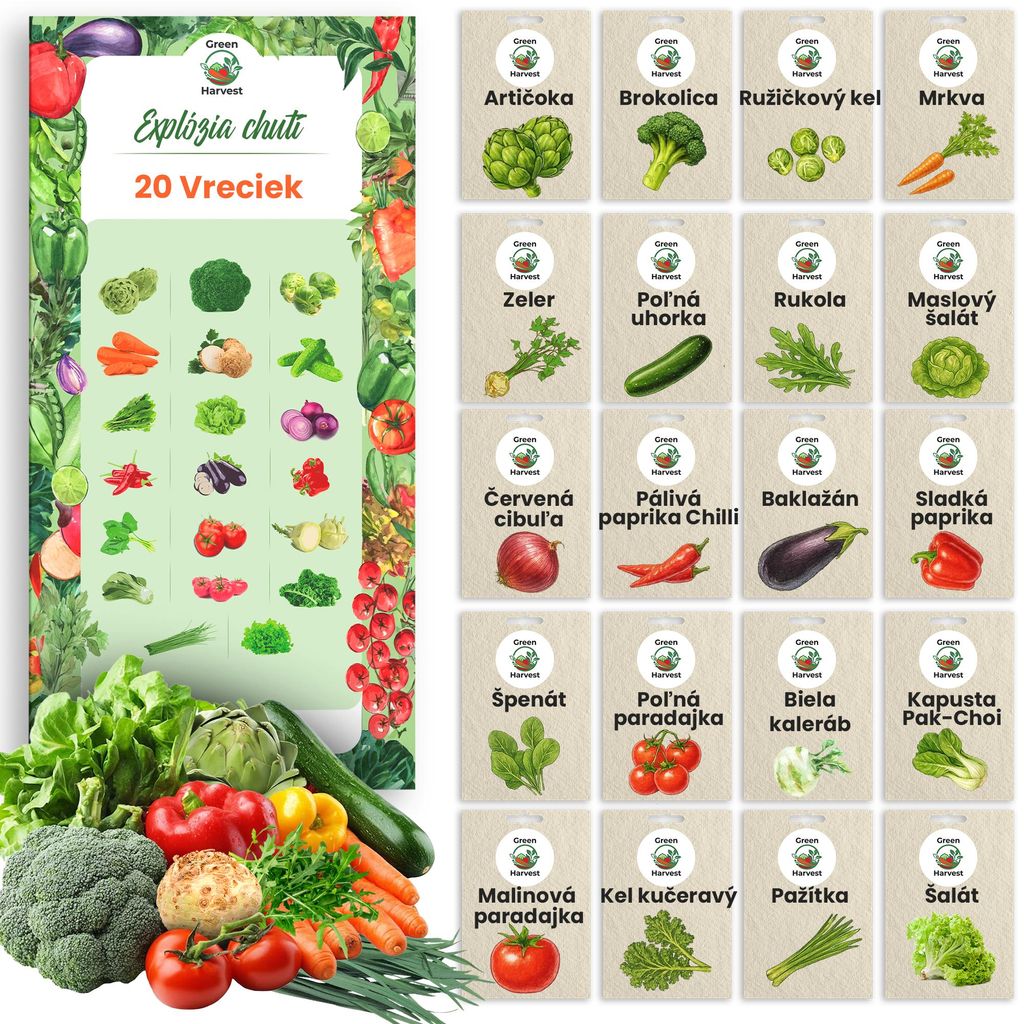 Green Harvest Súprava semien zeleniny – 20 druhov, 20 Obrázok produktu 
