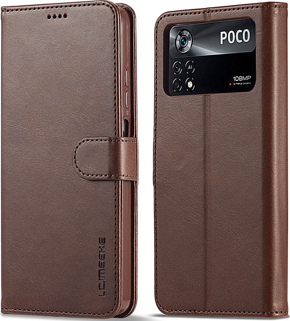 Xiaomi Poco M4 Pro 4G Hülle, Klapphüllen Brieftasche Leder Magnetverschluss Ständer Schutzhülle für Xiaomi Poco M4 Pro 4G Braun