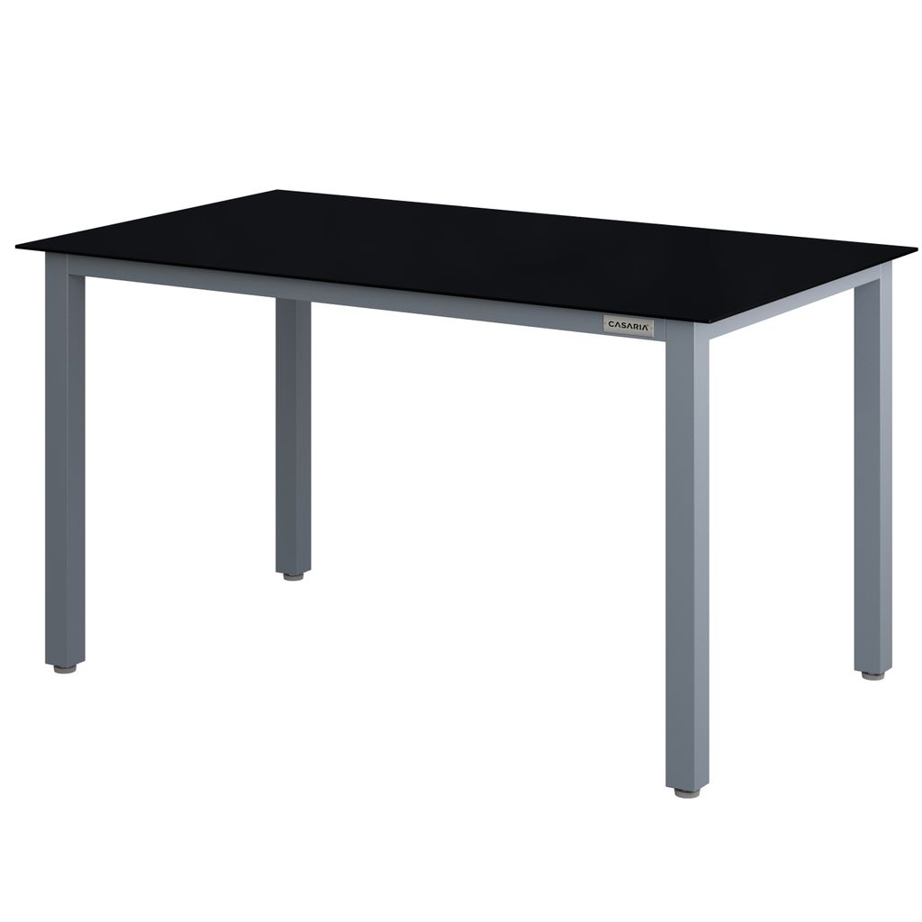 Casaria Aluminium Gartentisch 4 Personen 87x87x73 cm Höhenverstellbar 5 mm Sicherheitsglas Wetterfest Garten Terrasse Balkon Esstisch Schwarz, Far...
