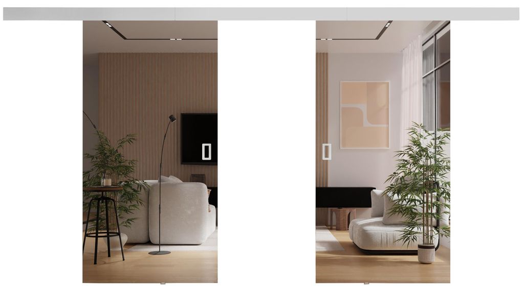 KIER FURNITURE Spiegel-Schiebetüren Komplettset MIRROR DUO Produktbild 