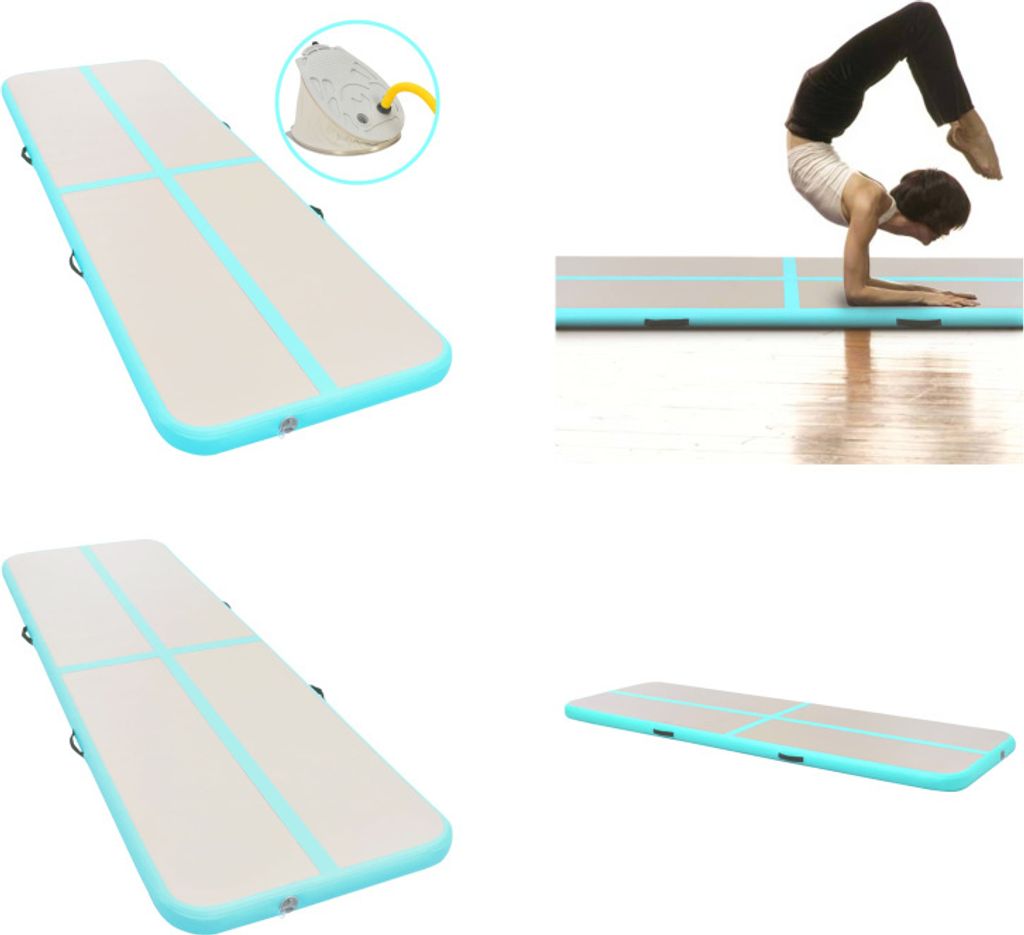 vidaXL Aufblasbare Gymnastikmatte mit Pumpe 700x100x10 cm PVC Grün - Gymnastikmatte - Gymnastikmatten - Gymnastik Yoga Matte - Gymnastik Yoga Matten