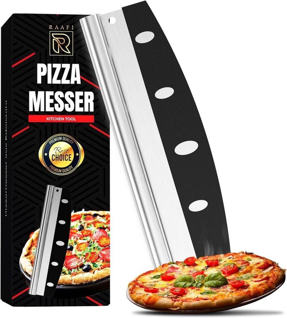 Pizzamesser, Pizzaschneider Edelstahl, Tortenmesser, 35,5 cm lang, Kräuterhacker