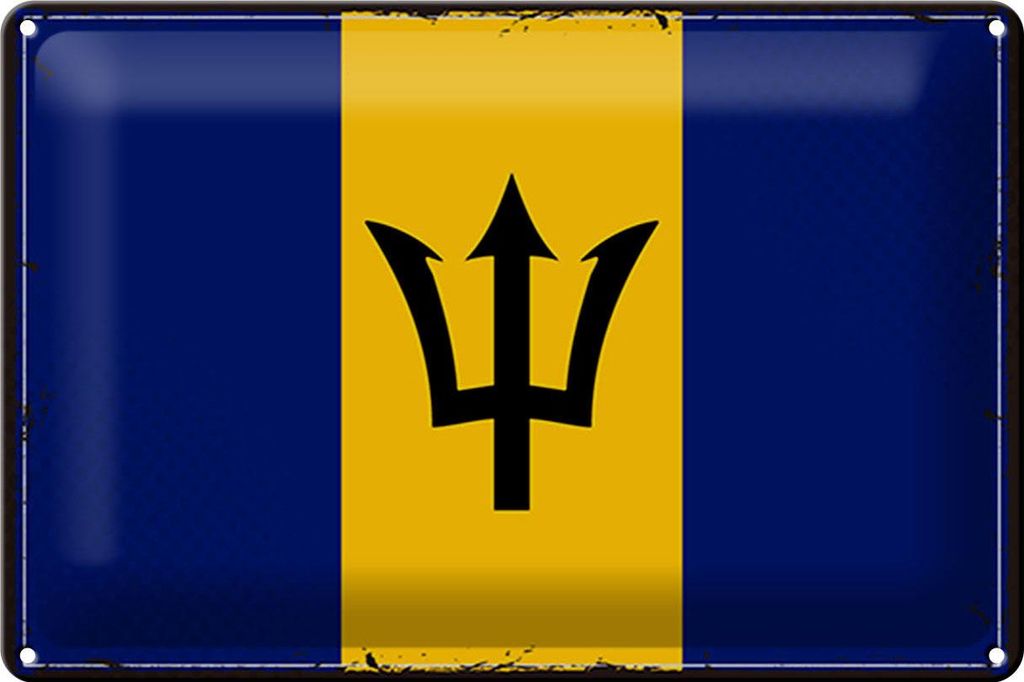 Blechschild Flagge Barbados 30x20cm Retro Flag of Barbados Produktbild 