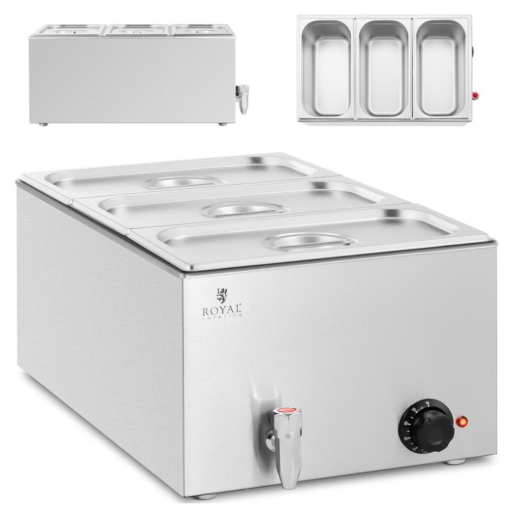 Elektrischer Bainheater mit Wasserhahn 3 x GN 1/3 600 W Produktbild 