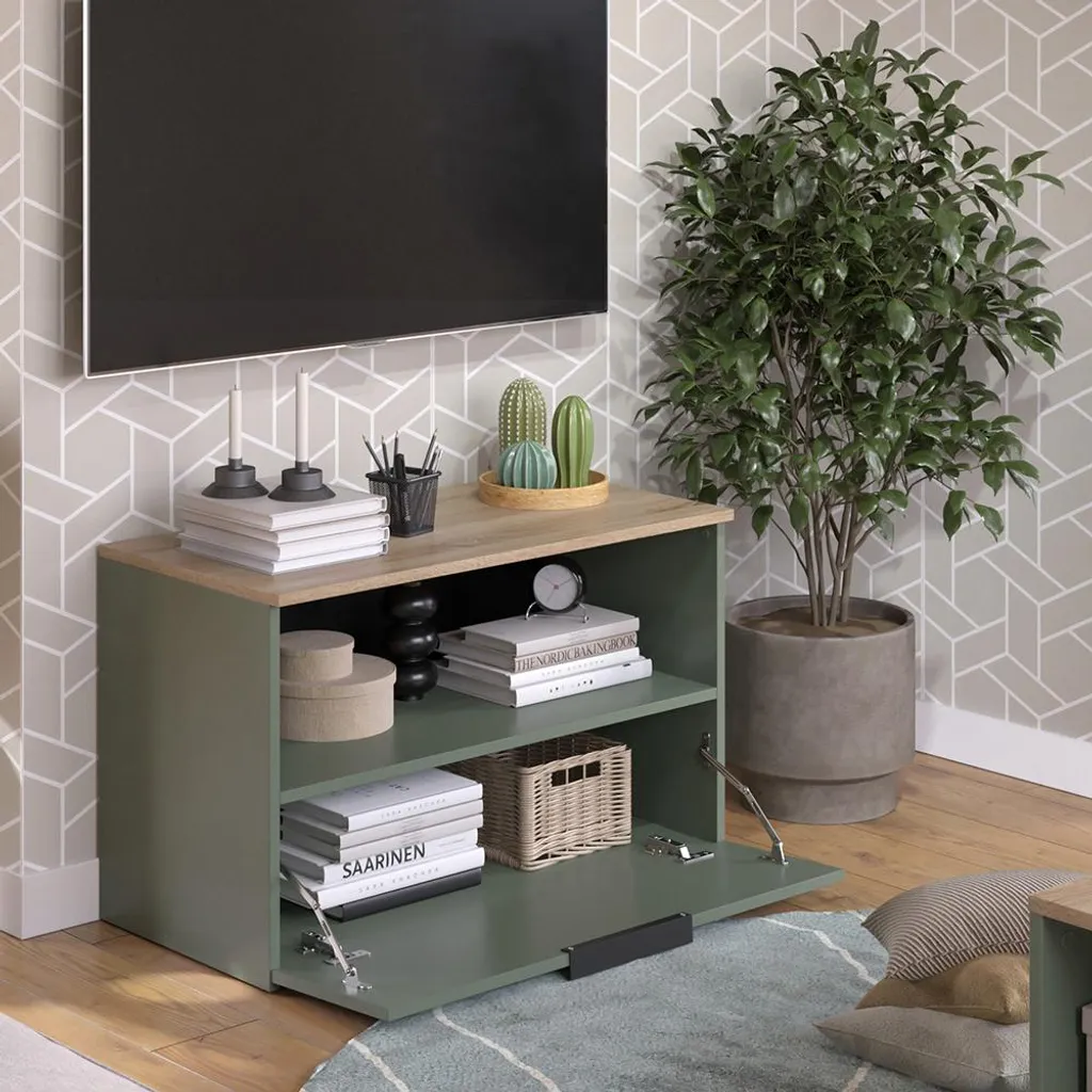 Commode Vicco Wido Vert 80x50 cm avec compartiment fermé - Modèle 57453