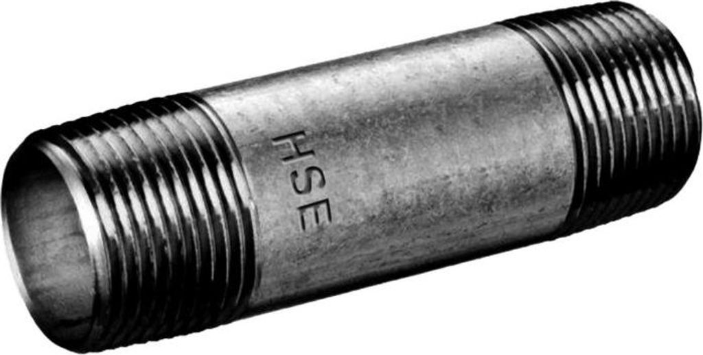 Hermann Schmidt Temperguss 530/23 Rohrdoppelnippel 44040060 DN 40, 1 1/2" x 60, schwarz