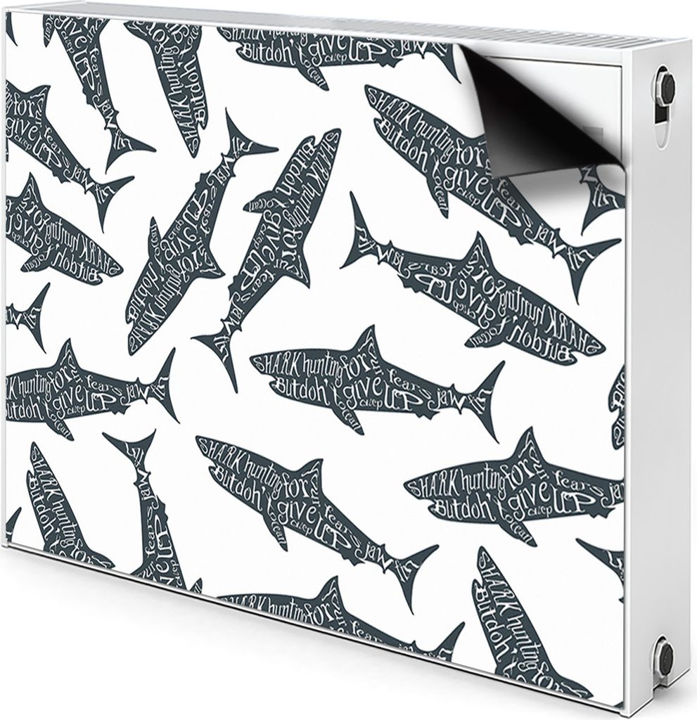 Magnet Heizkörper Heizkörper-Abdeckung Heizkörperabdeckung 100x60 cm - Typografie, Haie