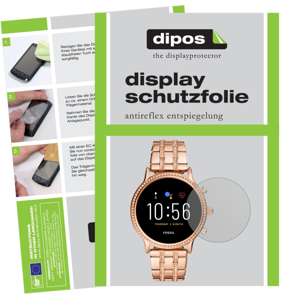 1x Schutzfolie für Fossil Julianna HR (5. Gen.) matt Displayschutzfolie Folie Display Schutz dipos
