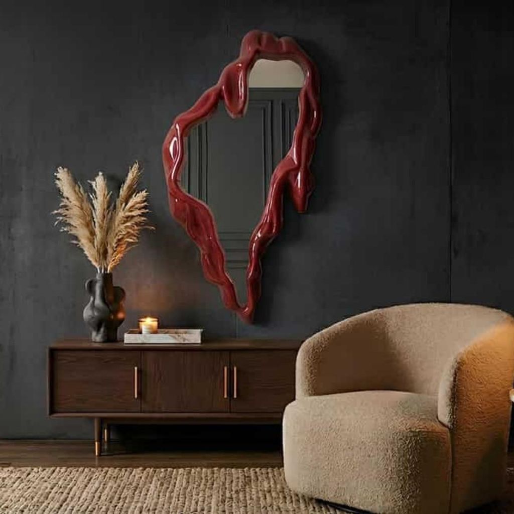 Design Wandspiegel QUIDO 150cm Rot organische Form extravagant