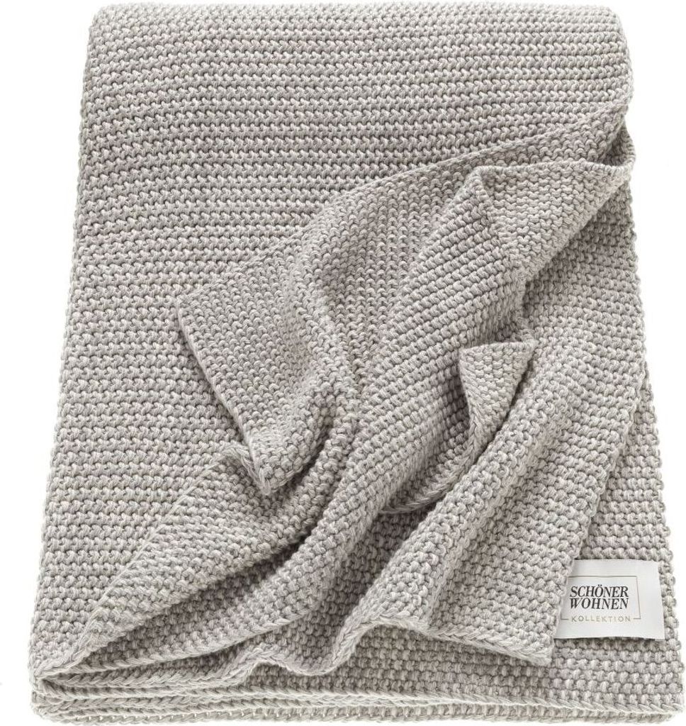 Schöner Wohnen Plaid Melange I Farbe 10 Grau I Größe 130x170 cm I Reine Baumwolle