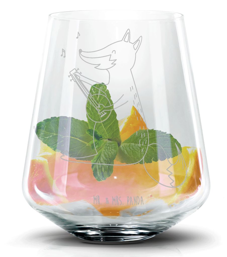 Mr. & Mrs. Panda Tumbler Fuchs Gitarre - Transparent - Geschenk, Margarita Glas, Highball, Optimistisch, Singen, Gin, Sänger, Whiskyglas, Longdrin...