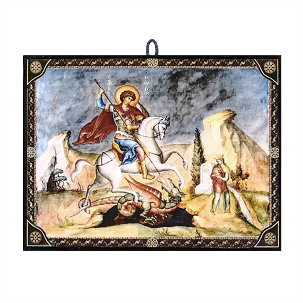 Ikone Heiliger Georg orthodox e Reproduktion aus Griechenland