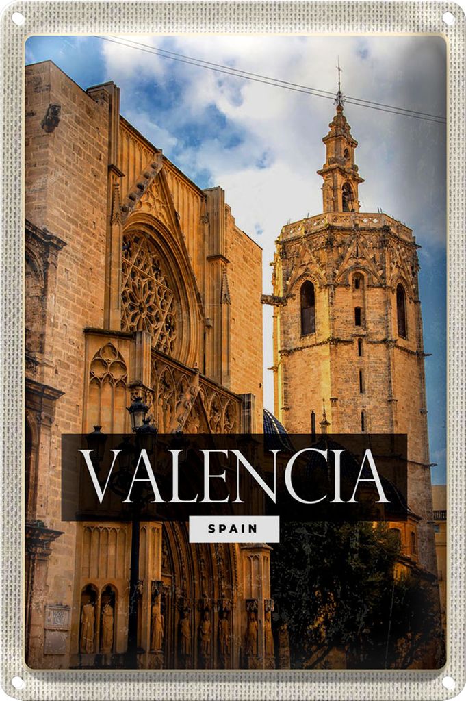 Blechschild Reise 18x12cm Valencia Spain Architektur Tourismus