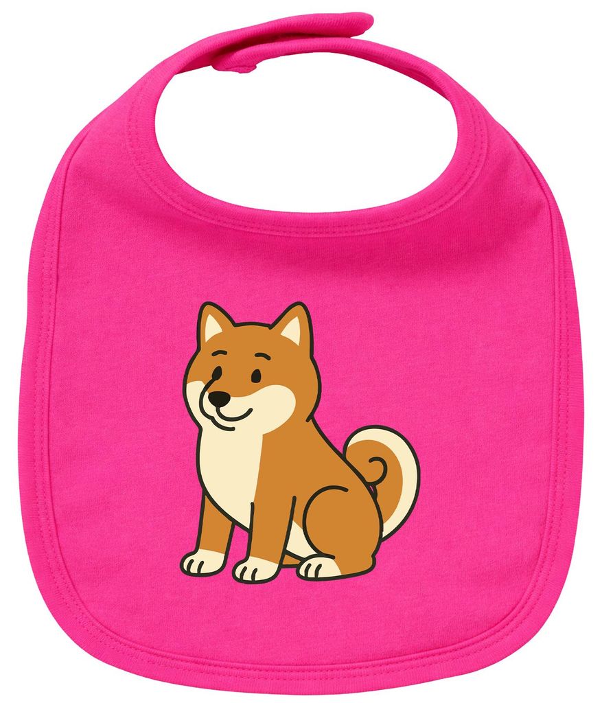 Huuraa Baby Lätzchen Shiba Inu Comic Shibi Cherry Pink Klettverschluss Baumwolle Latz Geschenkidee