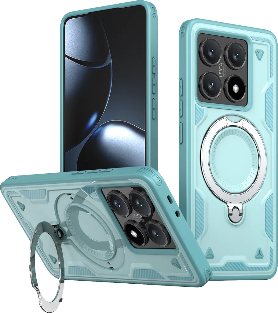 Cover Xiaomi 14T Pro a Prova di Bambino Verde Menta con Supporto