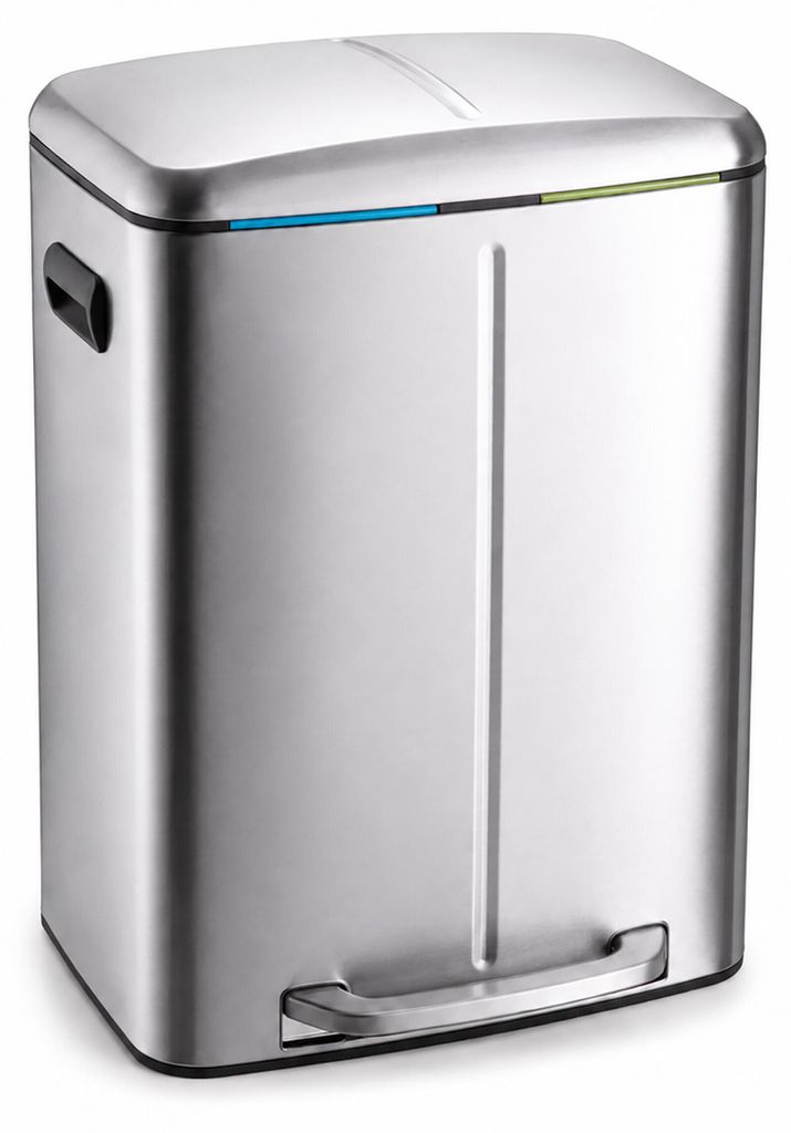Relaxdays Vuilnisbak, 2 compartimenten, 2x20 liter, Productafbeelding  AI-gegenereerde afbeelding