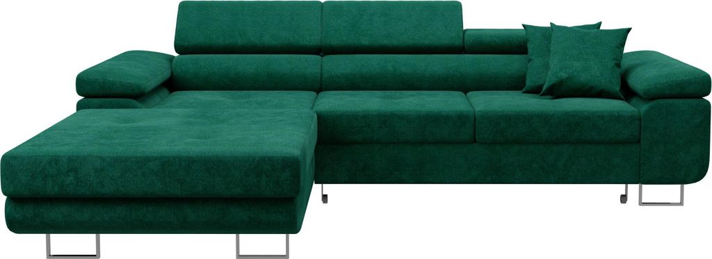 Ecksofa Volare L-Form, Schlaffunktion, Bettkasten, verstellbare Kopfstützen, Monolith Velvet. Seite: Links, Stoff: MONOLITH 37