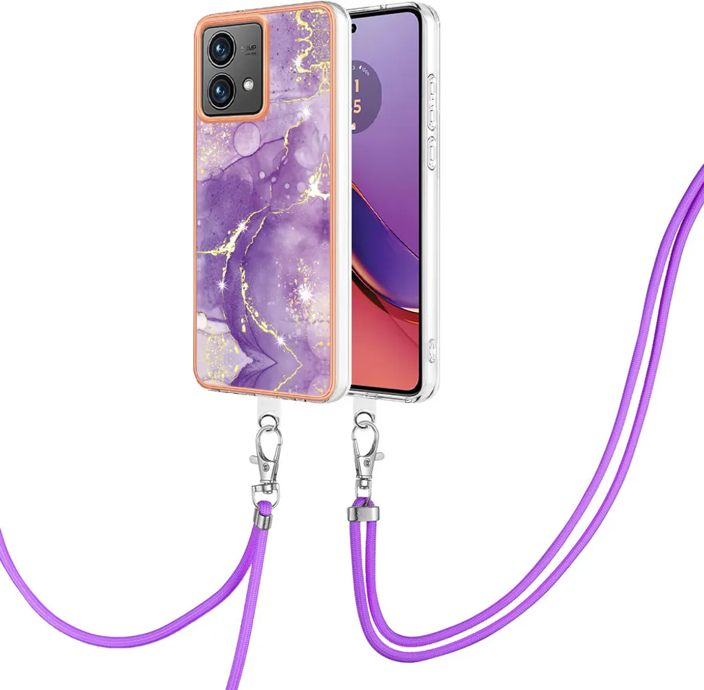 Custodia Protettiva Motorola Moto G84 5G Viola con Tracolla Antiurto