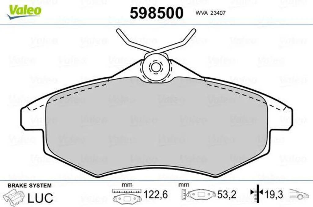 Plaquettes de Frein Anti-Bruit Valeo 598500 Solution Sifflement C2 C3