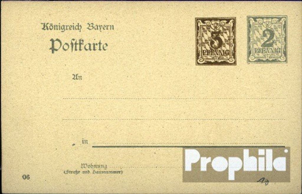 Belege Ganzsachen Bayern 1906 P74 Amtliche Postkarte un Ziffer