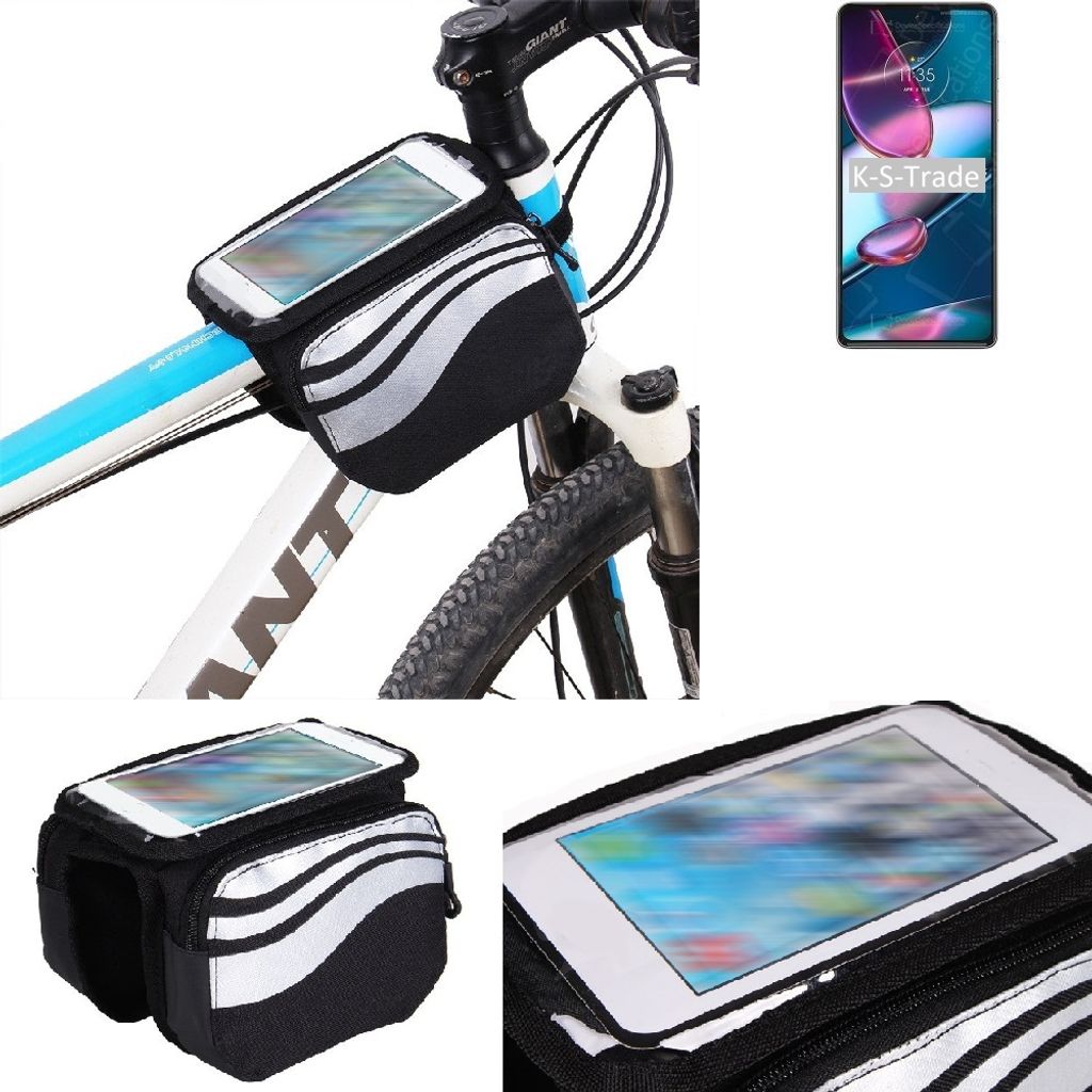 K-S-Trade Rahmentasche Fahrrad-Halterung kompatibel mit Motorola Edge 30 Pro Rahmenhalterung Fahrrad Handyhalterung Fahrradtasche Handy Smartphone