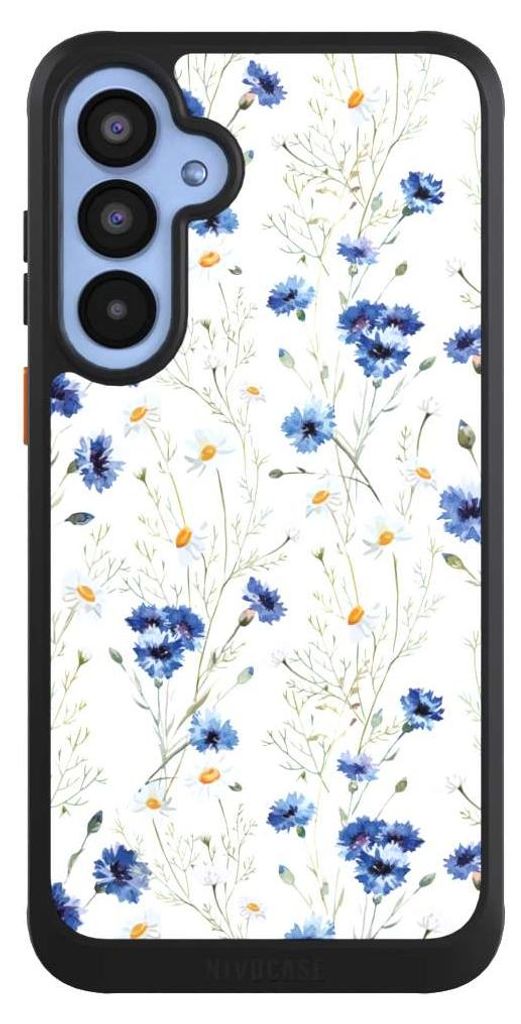 NIVOCASE Hülle für Samsung Galaxy A55 5G Handyhülle NIVOcore Case Schwarz Blume Blumen Muster