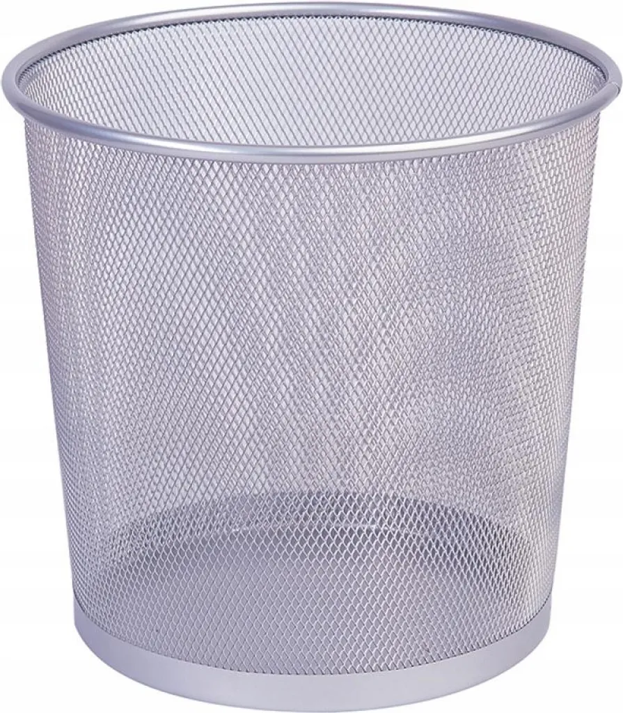 Corbeille 12L Q-CONNECT KF00850 en métal robuste argent 28x26,5 cm