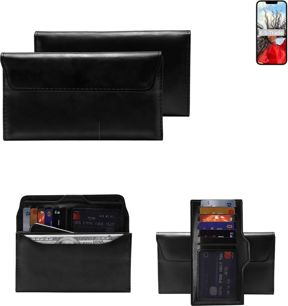 K-S-Trade Handy Hülle kompatibel mit Apple iPhone 13 Schutz Hülle Tasche Schutz Case Handytasche Kunstleder schwarz, 1x