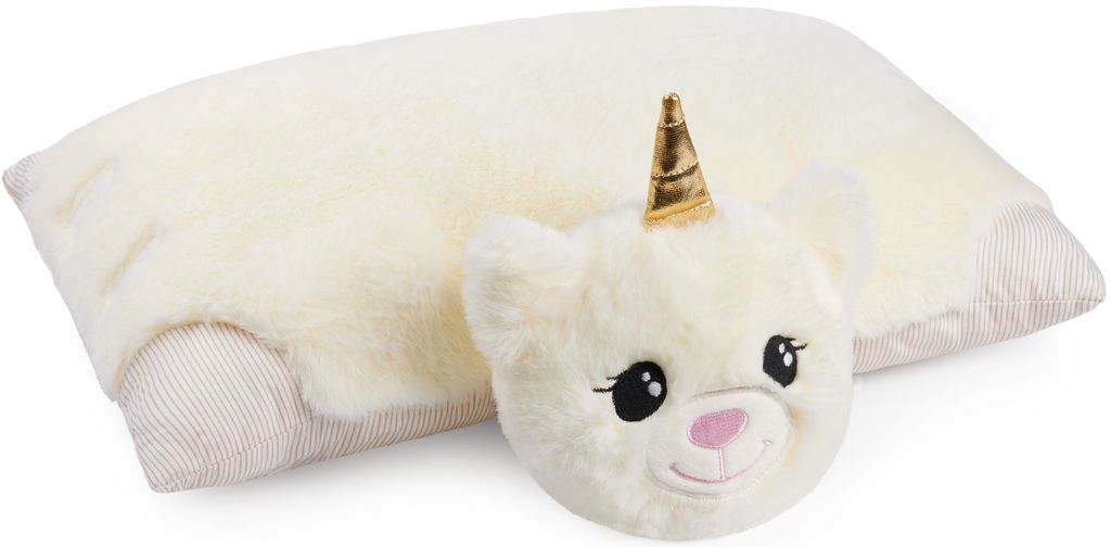 BRUBAKER Kuscheltier-Kissen Einhorn – 40 X 30 Cm – 2-in-1 Als Kissen & Plüschtier Mit Klettverschluss