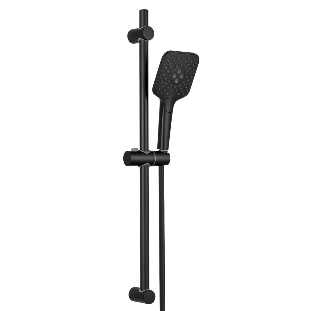 Auralum Duschstange mit Handbrause, Duschset mit Edelstahl-Duschstange 70cm, Duschkopf (3 Strahlarten),150cm PVC-Duschschlauch & Halterung,schwarz