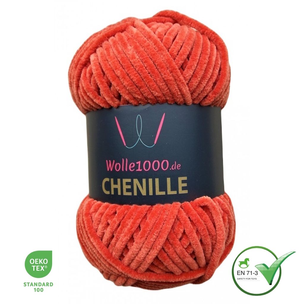 Wolle1000 Chenille - 27 TERRAKOTTA - 100g - weiches Produktbild 