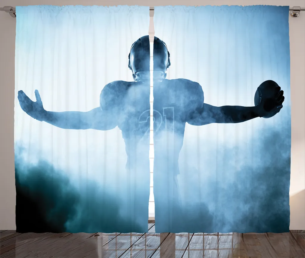 Tende Soggiorno ABAKUHAUS Football Americano 280x175 cm Blu Satin