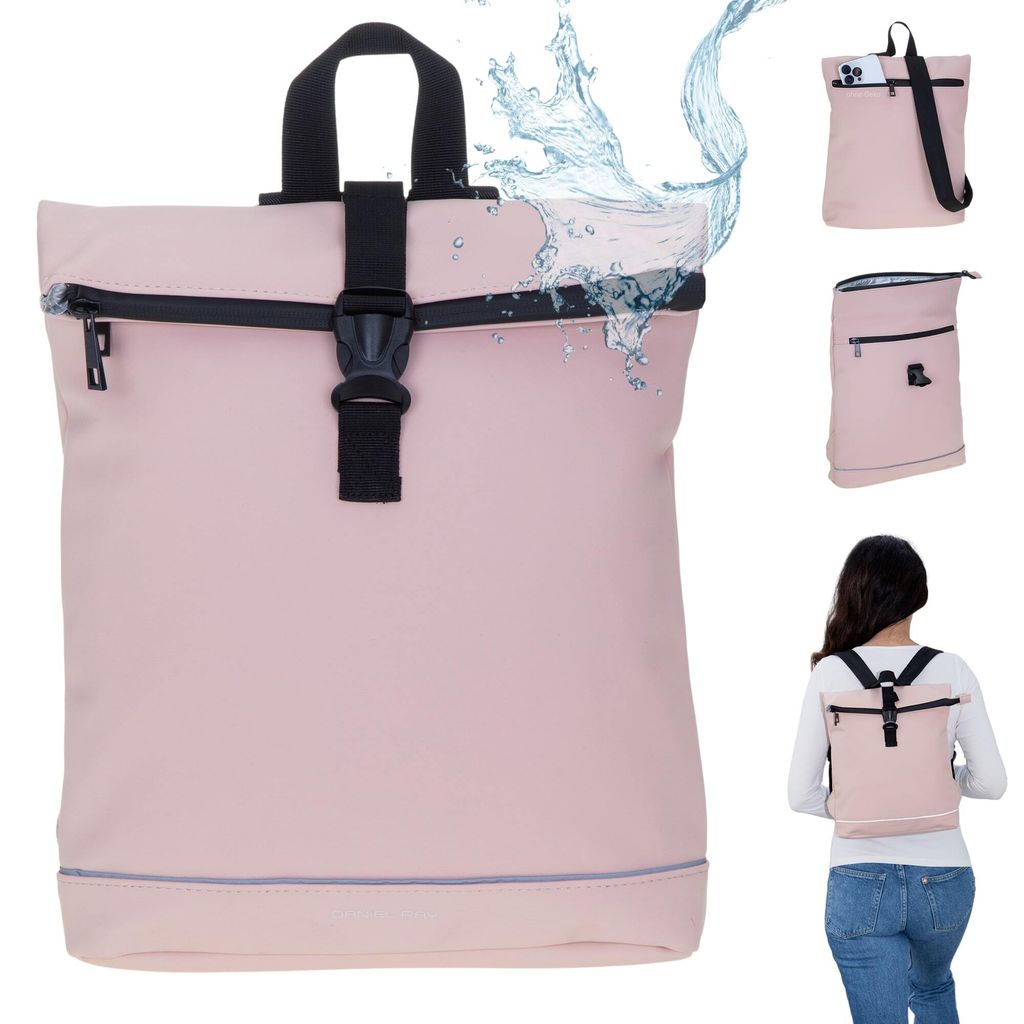 Rucksack Damen wasserabweisend Cityrucksack Daniel Ray klein Jeff Daypack, A4 Damenrucksack Handtasche Tasche 25109240 Soft Rose Rosa + Etui
