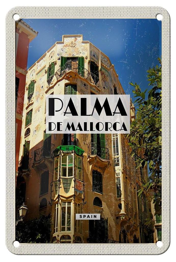 Blechschild Reise 12x18cm Palma de Mallorca Spain Altstadt Produktbild 