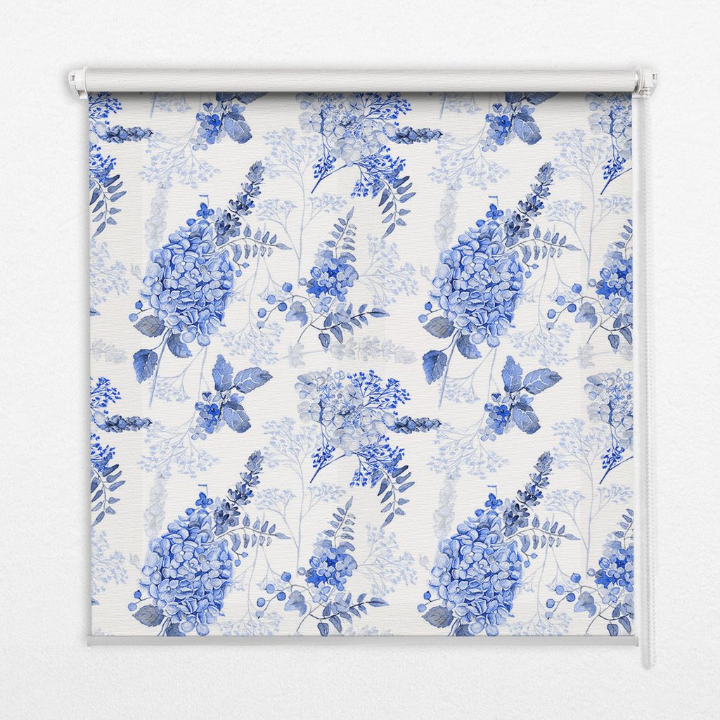 Seitenzug-Rollo Fensterrollo Jalousie - Lichtdurchlässig Springrollos - 110x180 cm - Blaue Blume