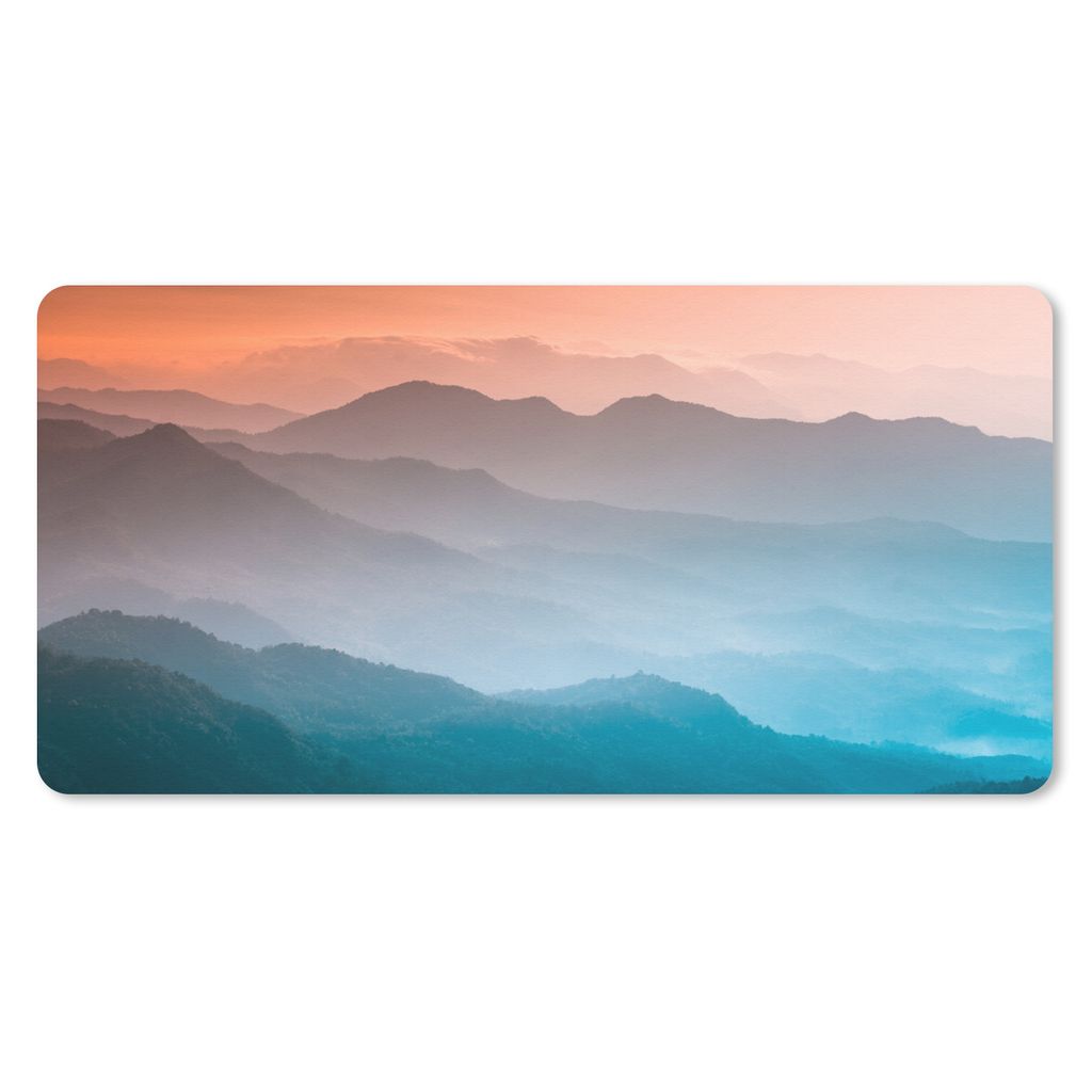 MuchoWow Mauspad Mousepad Berge - Sonne - Orange - Natur 60x30 cm - Mousepads - Maus Mat - Pad - Mausunterlage - Nachhaltig