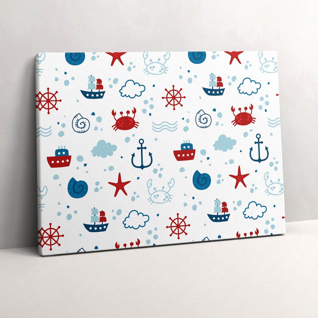 Nautische Muster im nautischen Bereich – Leinwandbild Wandbild – 80x60 cm – Leinwandbilder – Wandbilder – Schlafzimmer – Flur