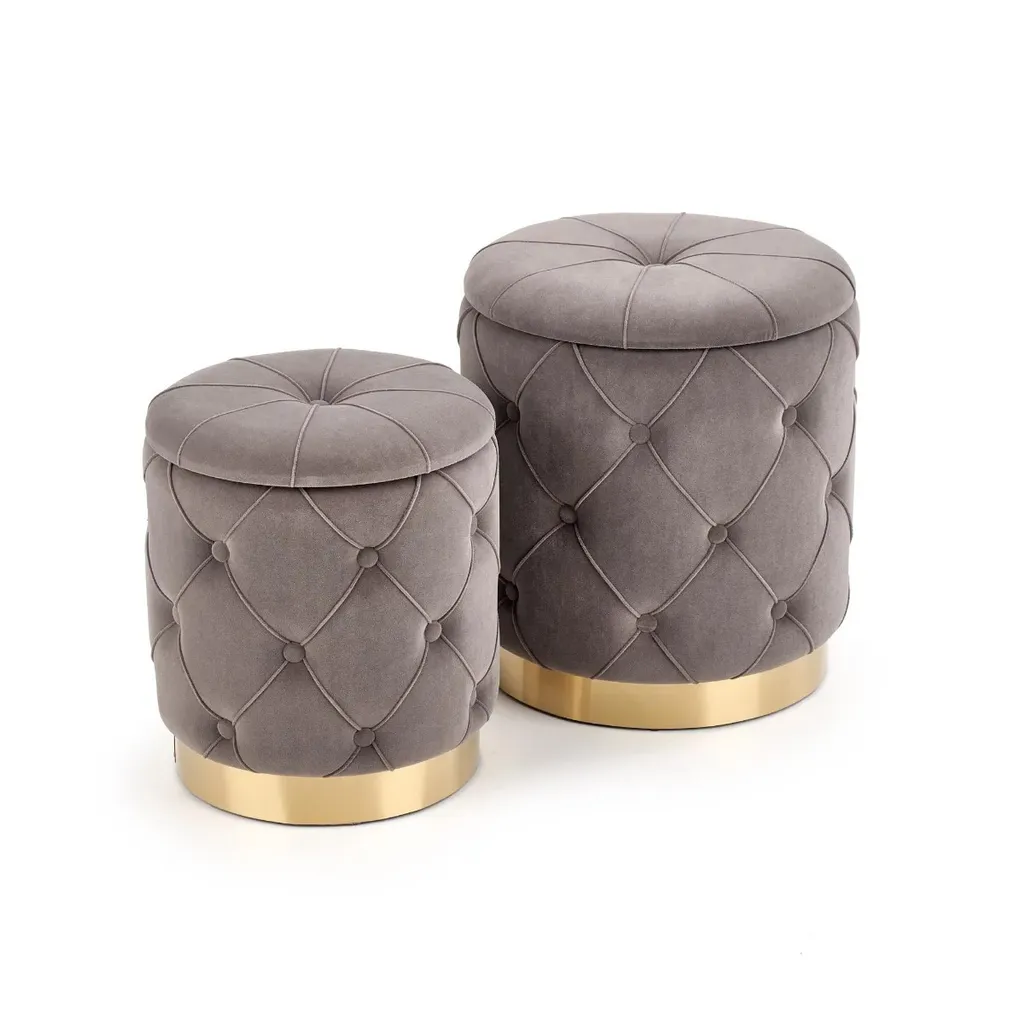 Sgabelli Halmar Polly Velluto Grigio e Oro | Eleganza Luxury Interior